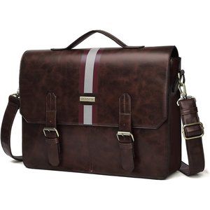 NEW Leather Messenger Bag Vintage 15.6 Inch Coffee